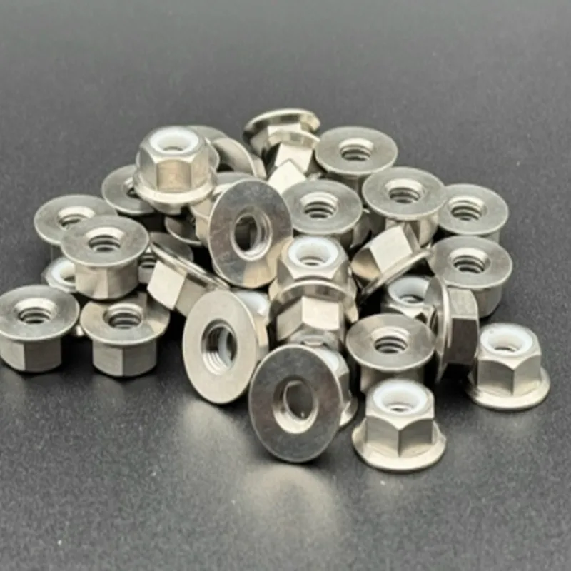 1 Stück M5 M6 M8 M10 M12 TC4 Gr5 Titanlegierung Flansch-Nylon-Sicherungsmutter Selbstsichernde Nylock-Mutter – Detail 2