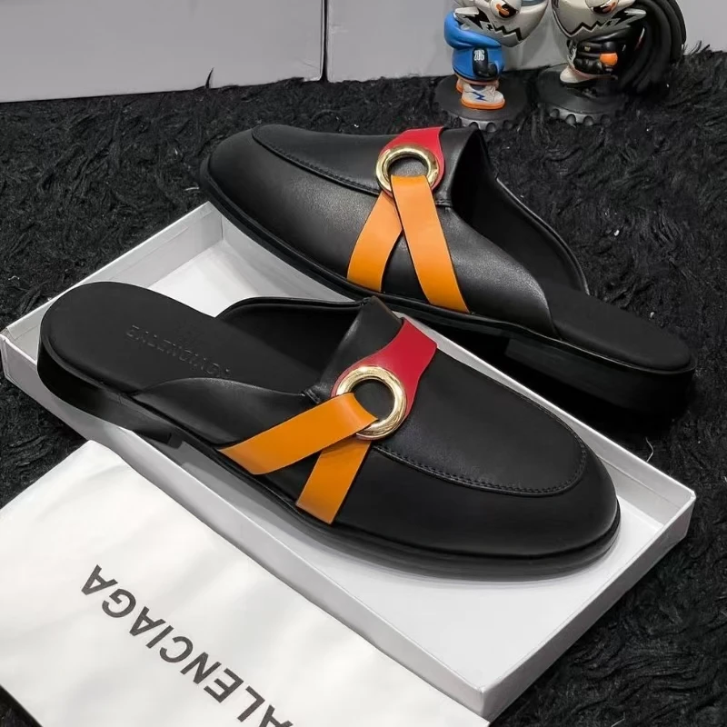 Fashionable Men Slippers European American Casual One-step Comfortable Business Brand Shoes British Gentleman Slippers Men