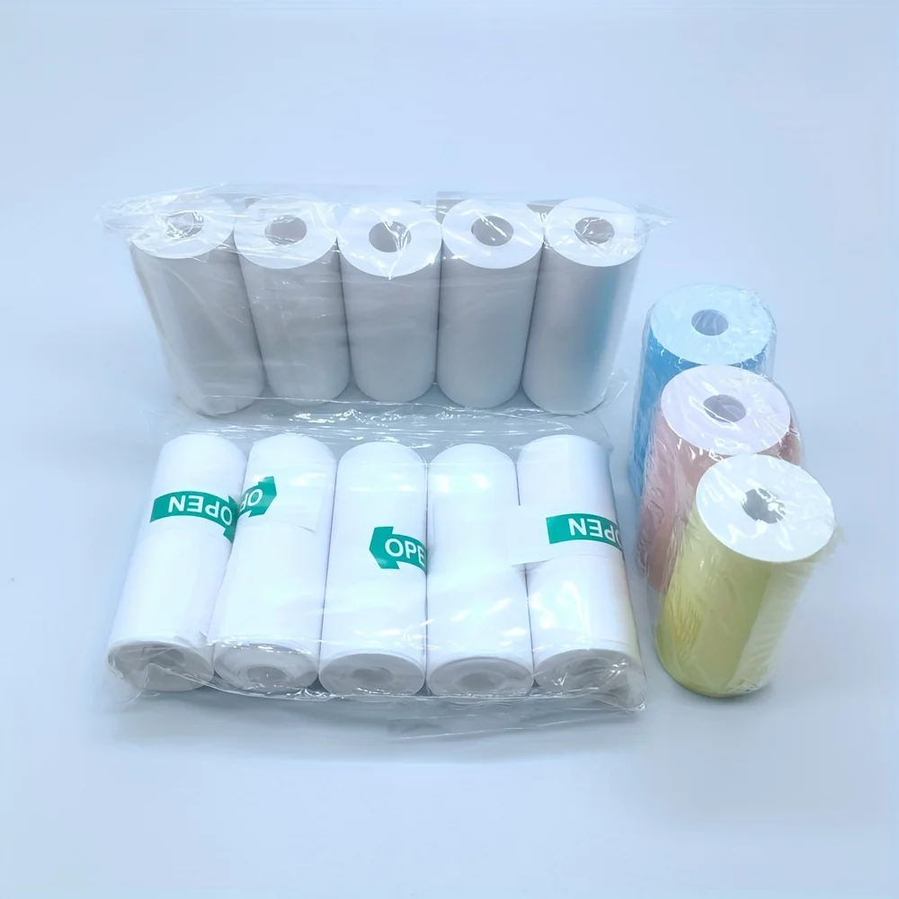 57mm 13-Roll Thermal Bundle: 5 Self-Adhesive/5 Standard/3 Color for Mini Study & Camera Printers (Paper Only) For Photos Notes