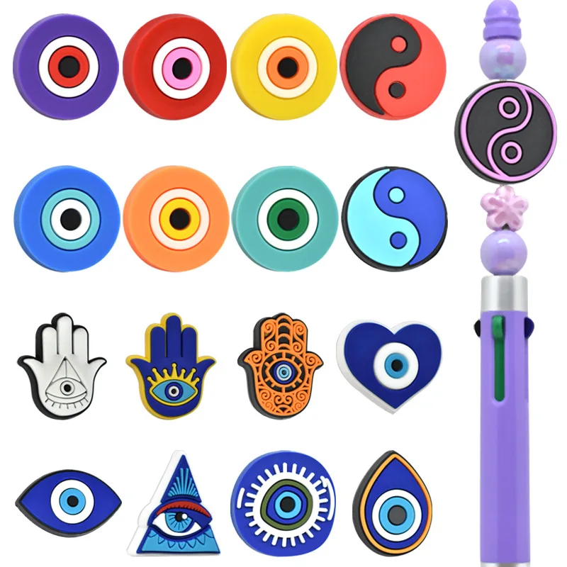 10PC DIY Evil Eye Soft PVC Beads Jewelry Connectors Phone Charm Keychain String Pen Beads Chain Clip Accessories Focus Beads