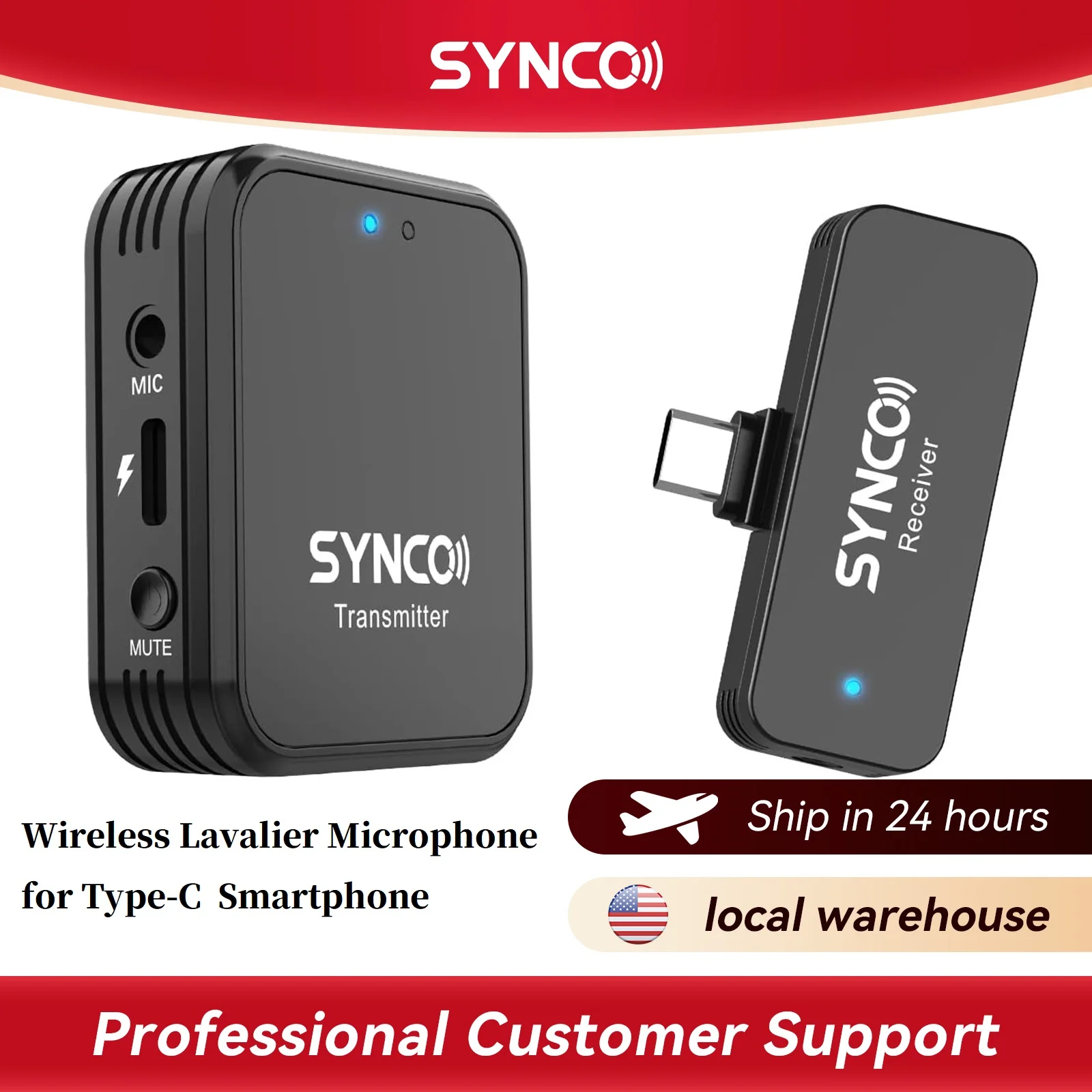 

Беспроводной петличный микрофон SYNCO для смартфона Type-C G1T, петличный микрофон 2,4 ГГц с лобовым стеклом микрофона для Android, зажим Plug & Play