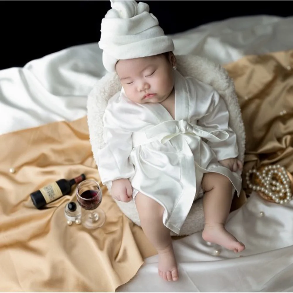 Newborn Photography Outfit Set Infant Bathrobe Towel Set Baby Boys Girls Robe Costume Clothing