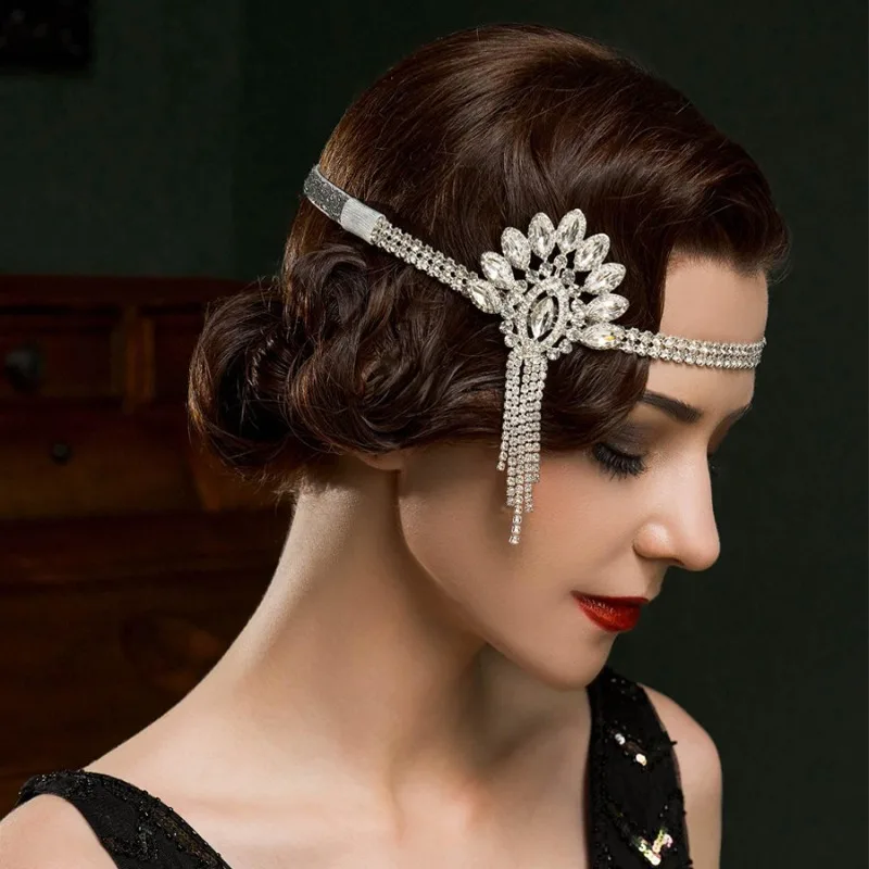 Head Jewelry Flapper Headband Retro Vintage Rhinestone Alloy for The Great Gatsby Cosplay Carnival Women\'s Costume Jewelry