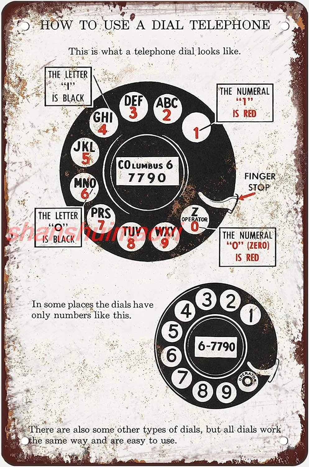 shan n Sign Here'S How To Use A Dial Telephone Vintage Wall Art Decor Metal Signs For Home Bathroom Kitchen Garden Man Ca 1pc