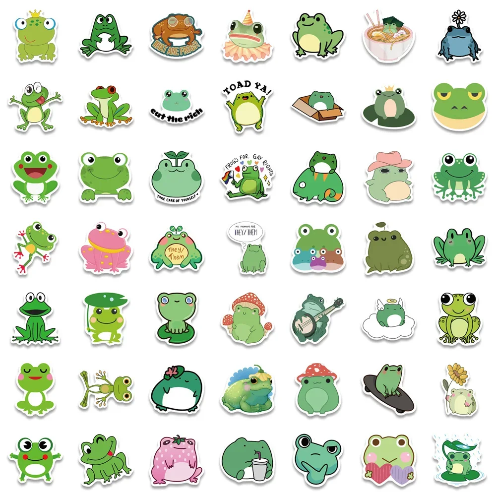 10/30/50PCS Cartoon Cute Frog Graffiti Waterproof Sticker Creative Decorative Decal Refrigerator Water Cup GuitarHelmetWholesale