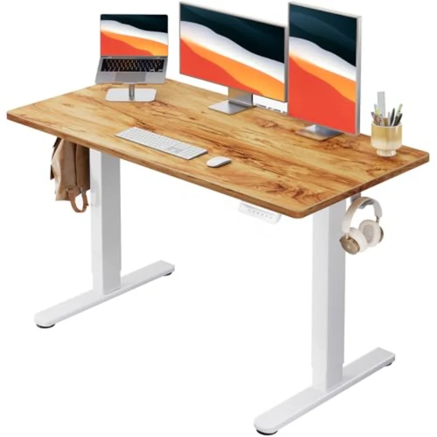 Electric Standing Desk for Home Office, Steel Frame with Black Laminate Desktop, 4-Button Height Memory, Smooth Dual-Motor Adju