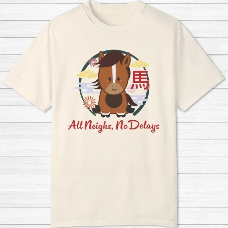 

Chinese Zodiac Horse Shirt: Lunar New Year 2026 Apparel and Gift Crew Neck Short Sleeve All Seasons Outdoors Casual Fashion Soft