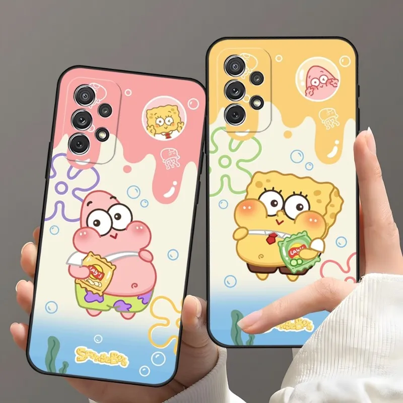 Lovely SpongeBob Phone Case For Samsung S22 S23 S30 S21 S20 S9 S10 S8 S7 S6 Pro Plus Edge Ultra Fe Lite Silicone Soft Coque