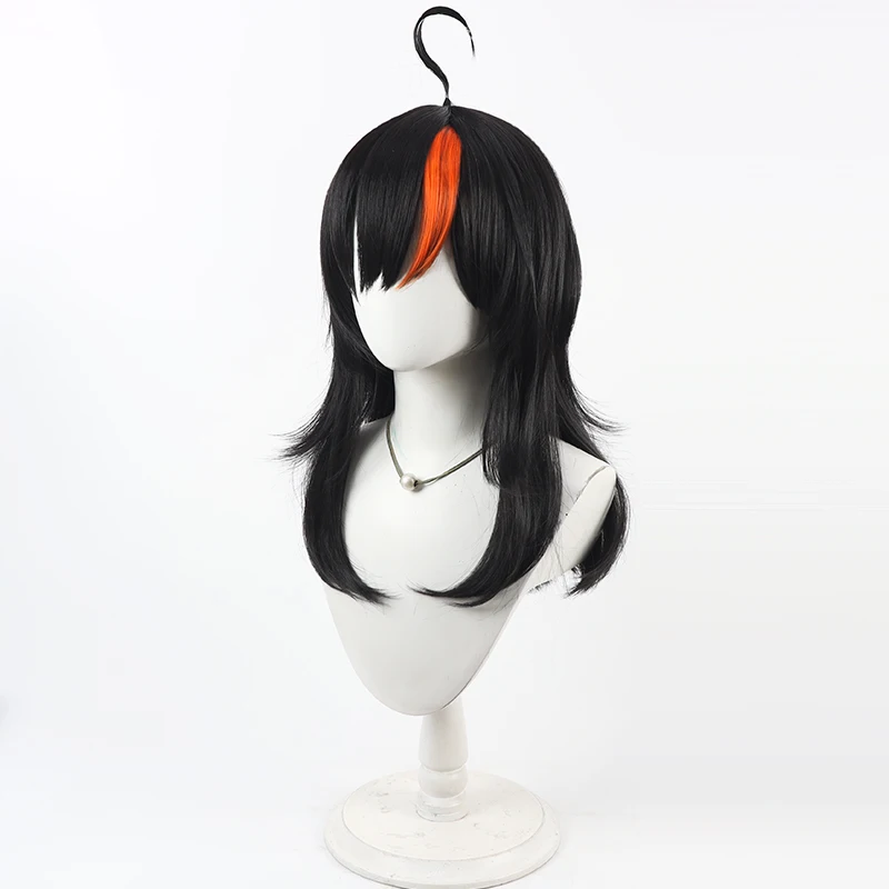 Game Sawatari Koko Cosplay Wig Black medium length with an orange streak Cosplay wig For Comicon Party Adult Women Men