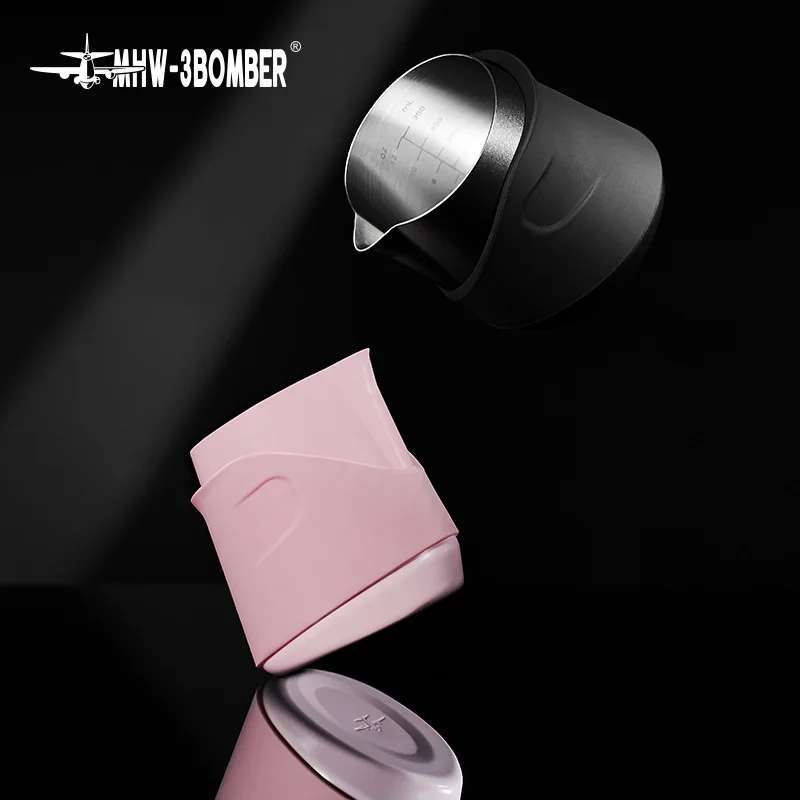 

MHW-3BOMBER GT Handleless Cylinder Coffee Cup Professional Milk Froth Cup with Scale
