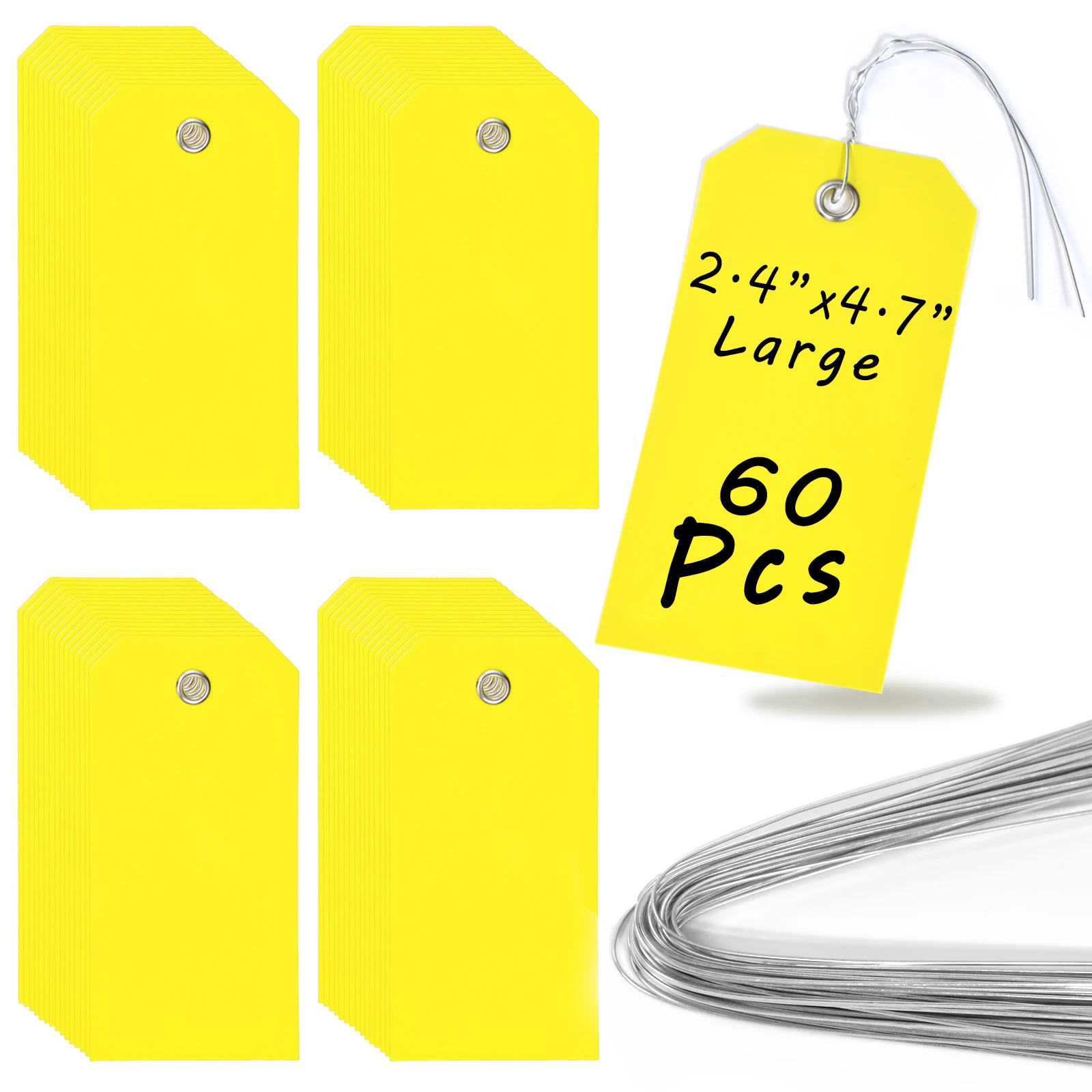 

60Pcs Shipping Tags with Wire Ties Plastic Hang Tags for Labeling Waterproof Blank Tags for Outdoors Luggage Garage Inventory