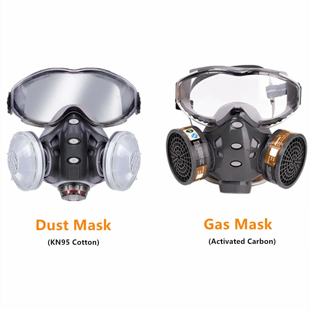 

Dust/Gas Mask With Filters Respirator Full Face Protective For Spray Paint Pesticide Decoration Polished Anti-Fog Goggles