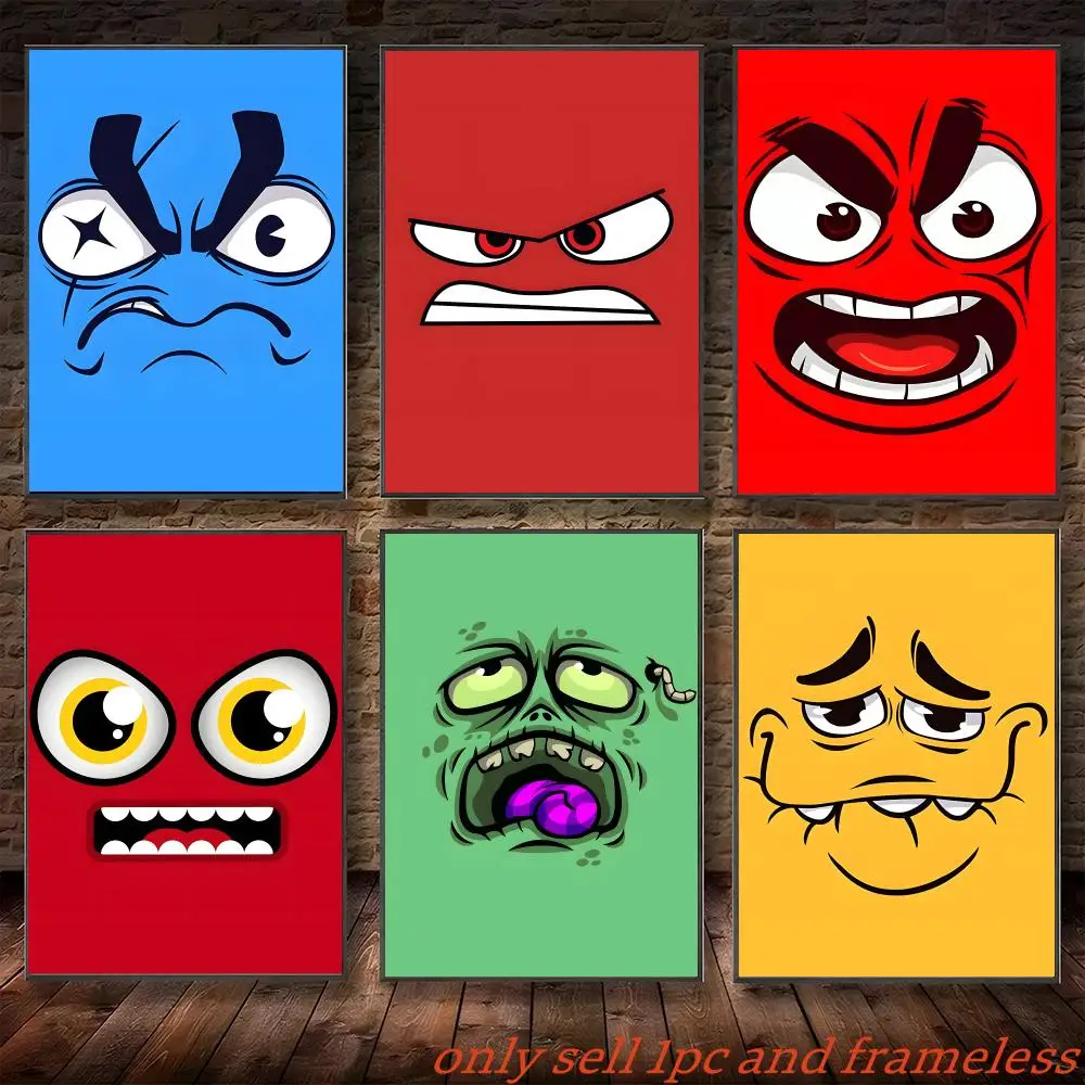 Cartoon expressions of angry eyes Poster Poster painting with prints Home bedroom living room decoration gift
