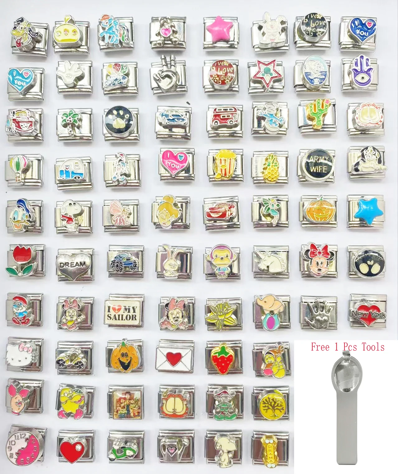 

20 Mixed Colorful Heart Cute Cartoon Beads Fit 9mm Italian Charm Links Bracelet Stainless Steel Diy Jewelry Gifts Wholesale