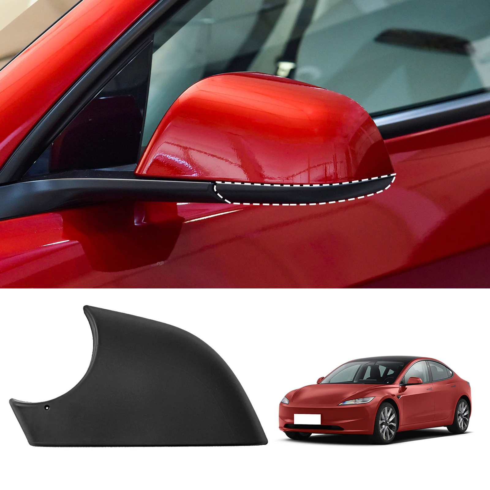 For Tesla Model 3 2017-2024 Car Side Rearview Mirror Lower Base Mirror Shell Under Base Door Wing Black Left Right Accessories