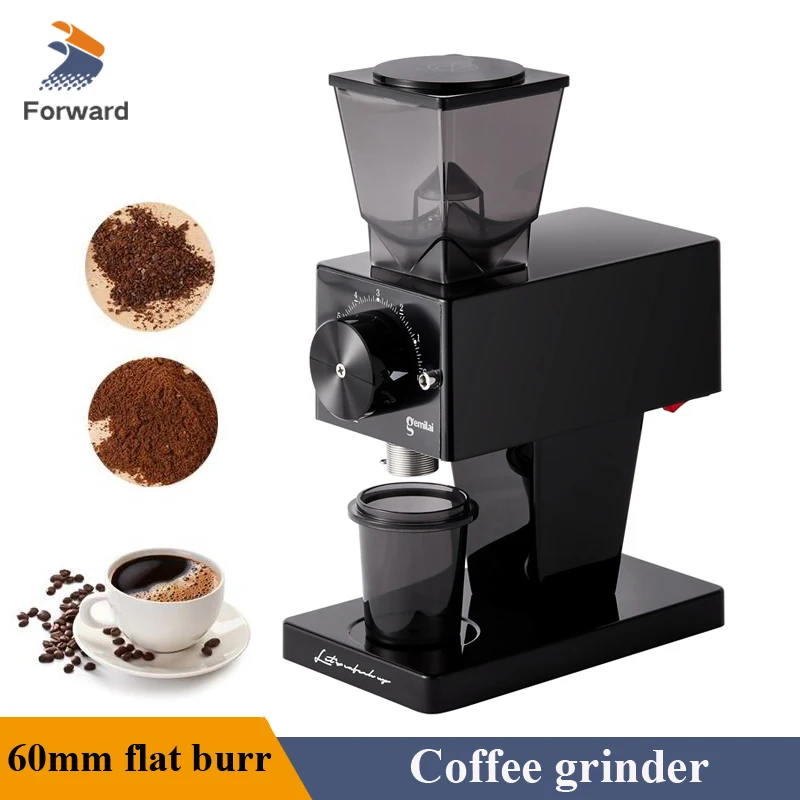 60MM Flat Burr Grinder Electric Coffee Grinding Machine Mini Size for Home Use