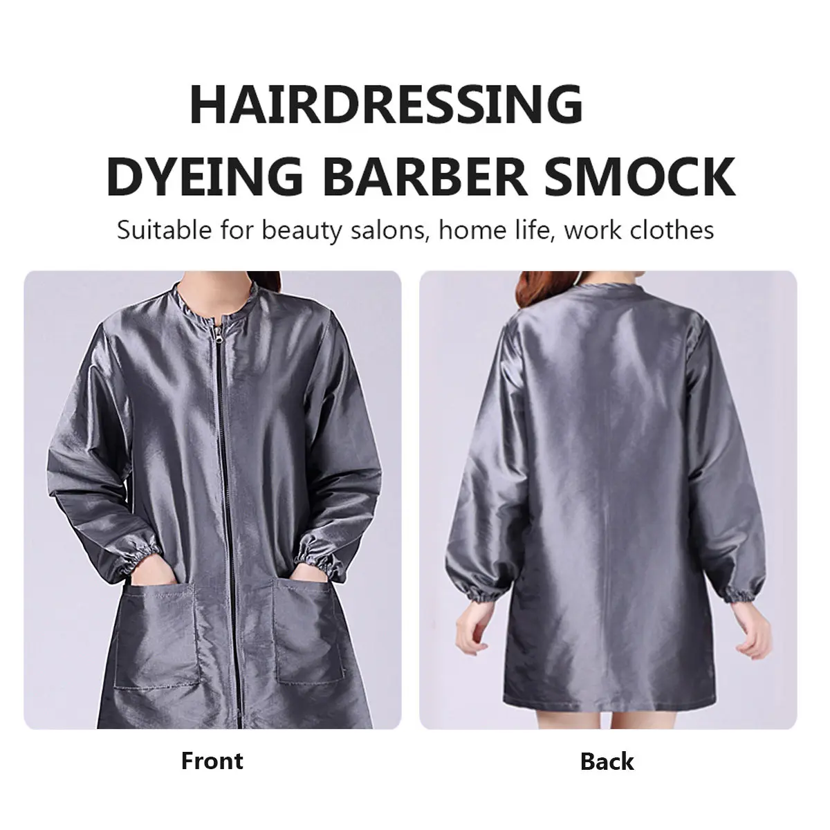 

Long Sleeve Workwear Unisex Salon Uniform Comfortable Loose Fit Round Neck Zipper Front Spa Beauty Technician