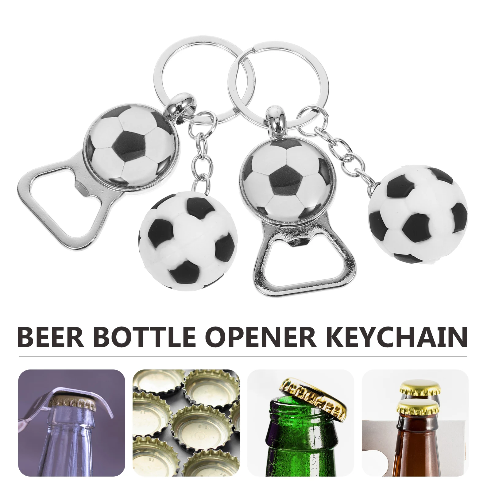 

2pcs Football Bottle Opener Keychain Zinc Alloy Sports Beer Party Favors Home Bar Decorative Tools Creative Key Chains For
