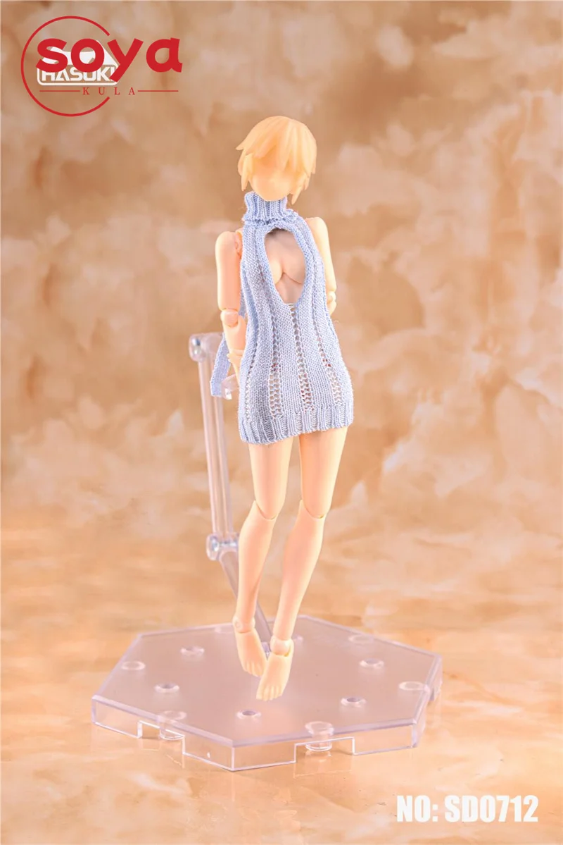 HASUKI SD06 SD07 1/12 عارية الذراعين الورك ملفوفة محبوك سترة الملابس نموذج صالح 6 ''أنثى الجندي عمل الشكل الجسم #2