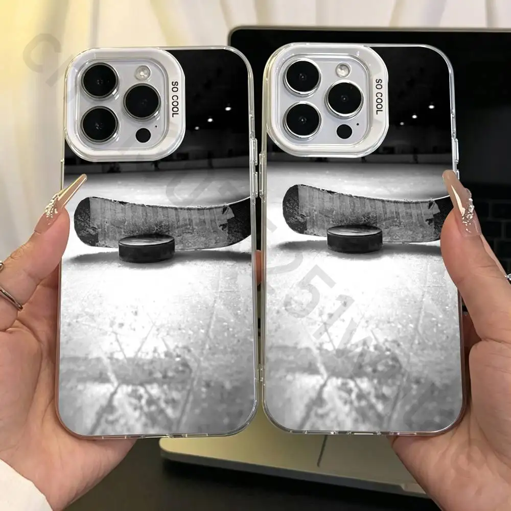 

Ice Hockey Rink Puck IMD Case for iPhone 17 16 15 14 13 12 11 Pro Max air plus Shockproof Plating Matte TPU Funda