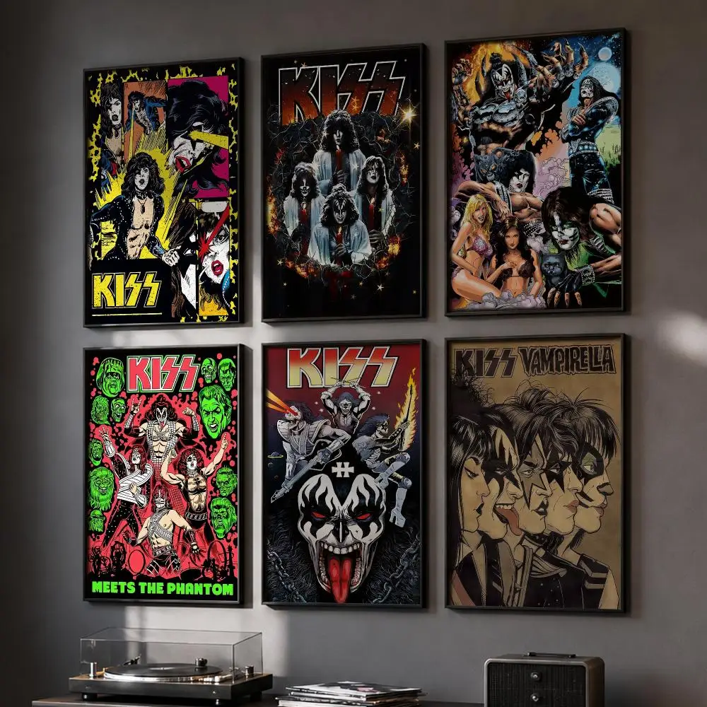 Vintage Heavy Metal K-Kiss Band Poster HD Home Wall Stickers House Hallway Living Room Bedroom Bar Office Decor Art Prints