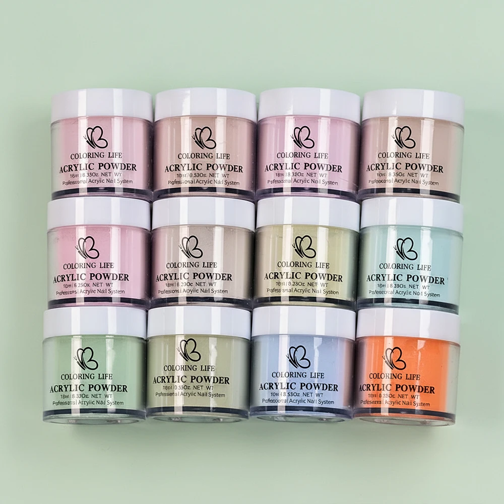 12 vasetti di polveri di cristallo per nail art Rinforzo per intaglio esteso 3 in 1 Polvere di cristallo speciale Polvere per intaglio di unghie di cristallo colorato