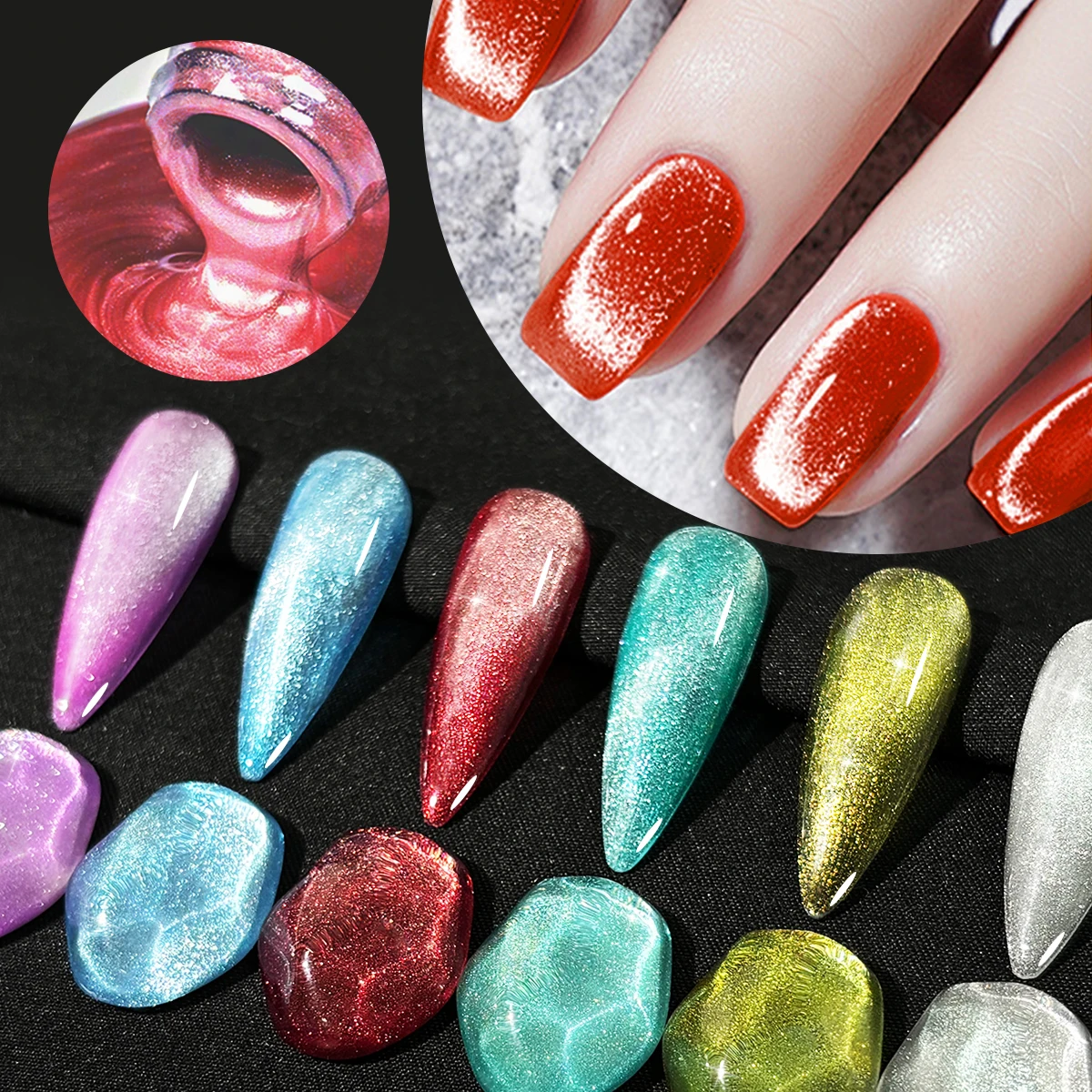 10 عبوات من طلاء الأظافر المغناطيسي على شكل عين القطة، 0.24 أونصة. - مضاد للحساسية، لون طويل الأمد، تركيبة خالية من الكحول، مناسبة للأظافر و #5