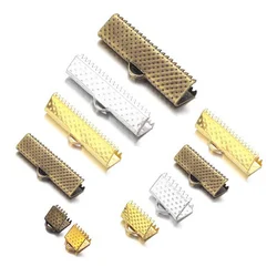 6/8/10/13/16/20/25/30mm Metal Crimp Beads Cover Clasps Cord Ends Caps Gold Silver Color Ribbon Leather Clips for Jewelry Making