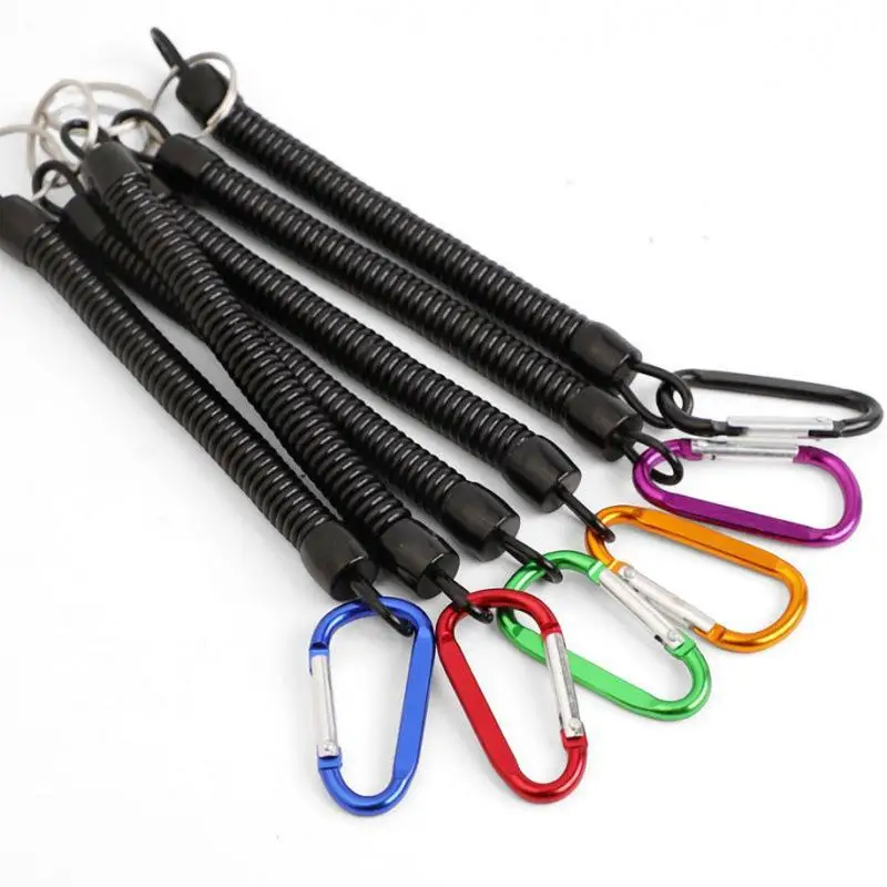Anti-Lost Carabiner Lanyard Spring Retractable Cord Heavy Duty Metal Buckle for Fishing Climbing Camping Outdoor Sports Use