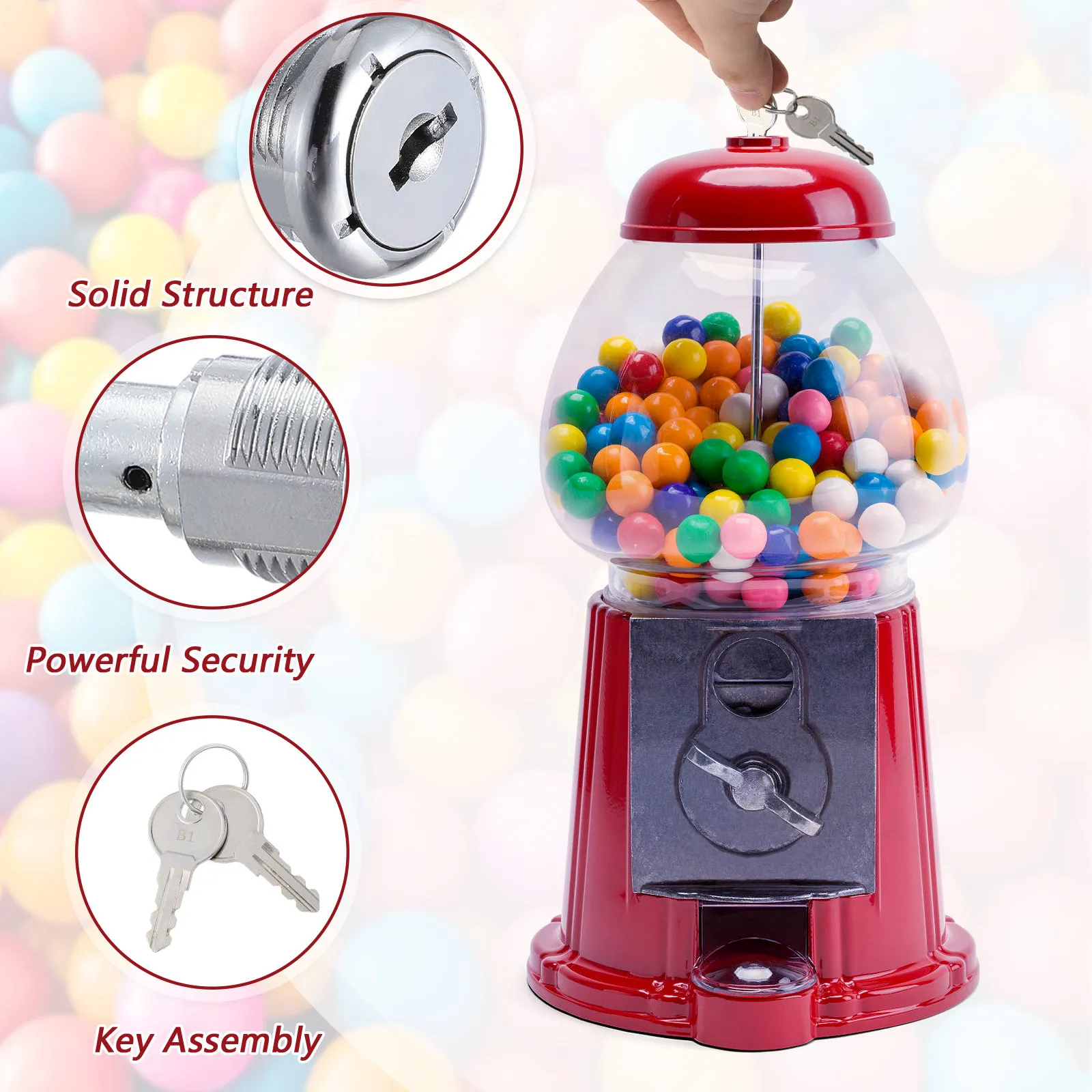 Vending Machine Lock gumball machines Lock with keys Coin Vending Candy Dispenser Machine Secure Cylinder Lock Assembly Keys kit