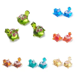 5Pcs Handmade Lampwork 3D Murano Turtle Beads Glass Animal Spacer Charms Pendant For Necklace Bracelet DIY Jewelry Making