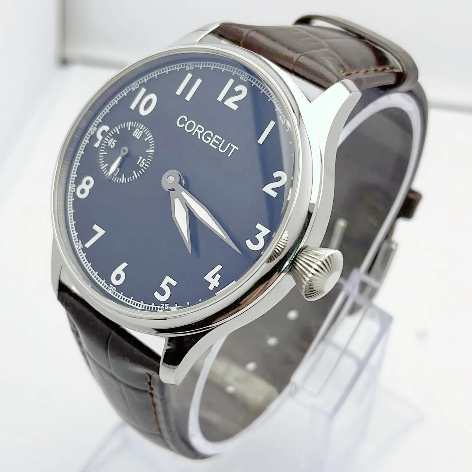 New 44MM Corgeut Men Watch Seagull ST36 Manual Winding Movement Stainless Steel Case Luminous Dial And Hands