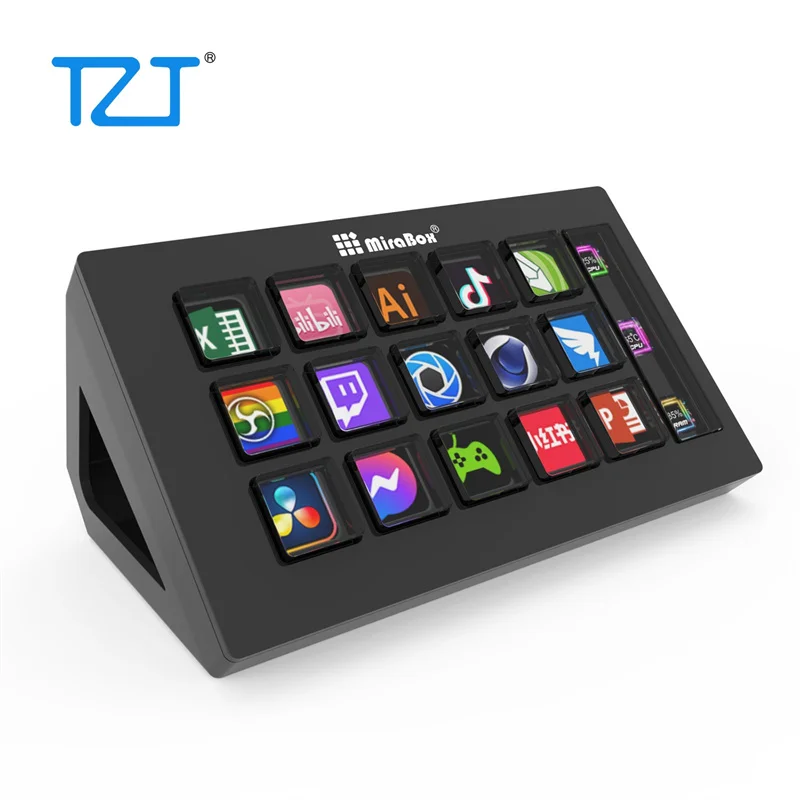 TZT MiraBox MBOX 293S Visual Keyboard Stream Deck (белый/черный) с 15 ЖК-клавишами и ЖК-дисплеем для потоковой передачи