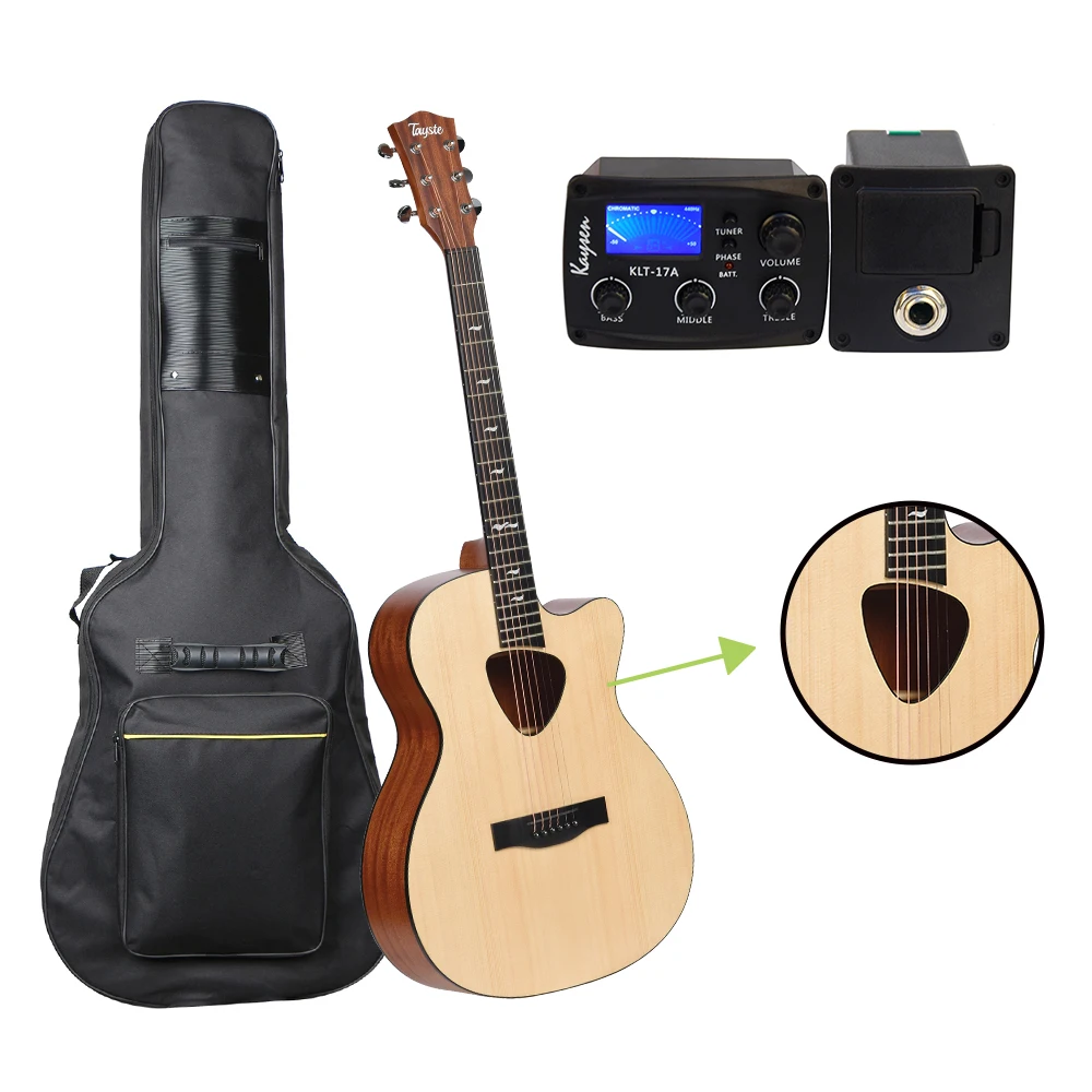 NEW ARRIVAL Folk Guitar Electric Acoustic Guitar Pick Shape Sound Hole With The EQ-17A And Padded Bag