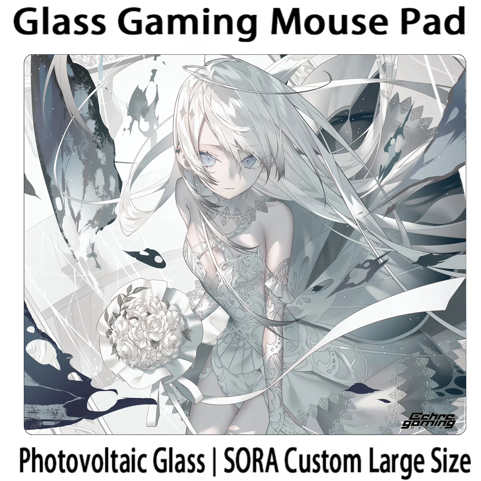 B-BehreGaming Butterfly Micro Etched Coated Tempered Glass Mouse Pad E-sports Games FPS Special Large Size Keyboard Pad Replica