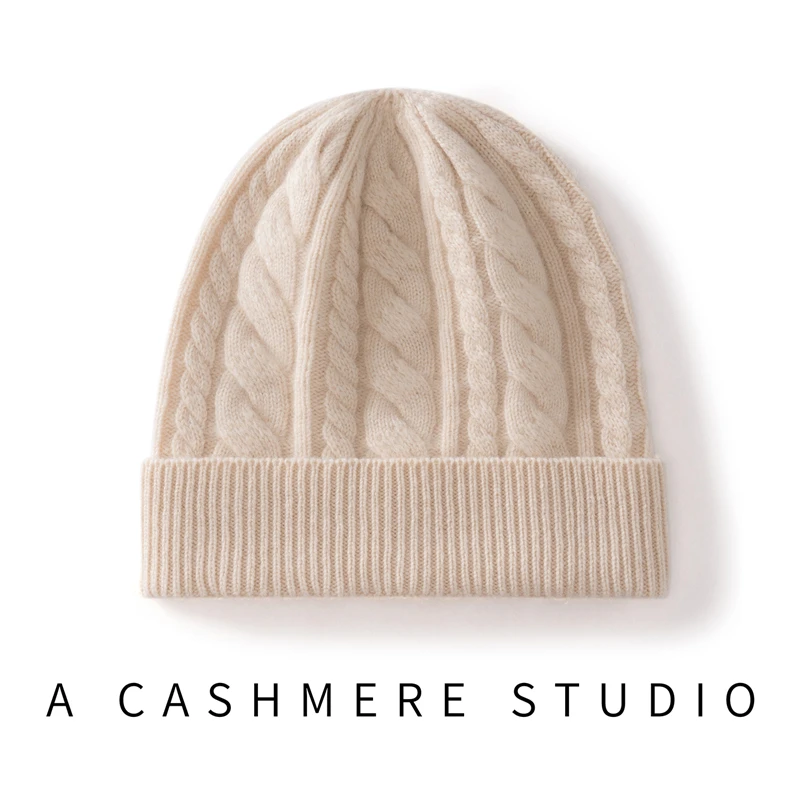 

MVLYFLRT женская высококачественная толстая вязаная фланцевая шапка из 100% кашемира, зимняя теплая мягкая модная холодная шапка с витым цветком