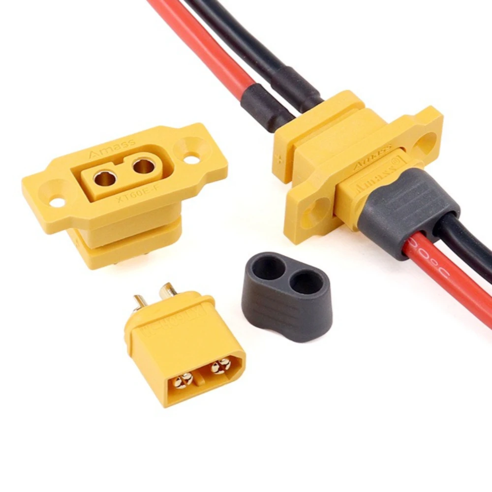 Amass Quick Charge XT60E-F Model Airplane Gold-Plated 30A High Current Female Plug Mountable XT60 Connector(XT60E-F Cover)