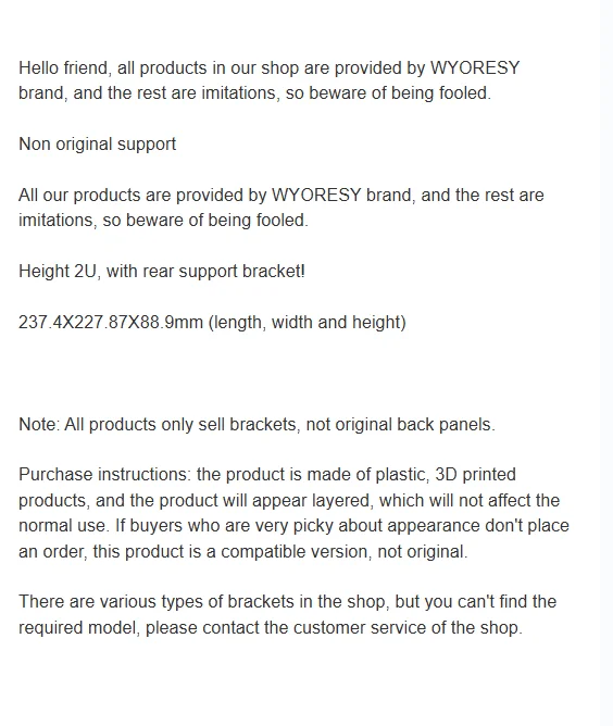 WYORESY for UniFi (UNVR-Instant)  Surveillance Recorder 2U Rack Bracket Stable 10 Inch Cabinet Network Equipment Mount Tray