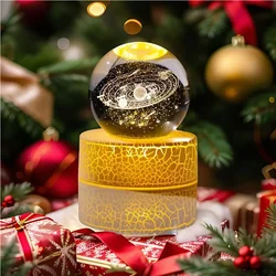 3D Crystal Lights Lamp Glowing Planetary Galaxy Night Light Crystal Ball Night Lights Bedside Light Home Decor Christmas Gift