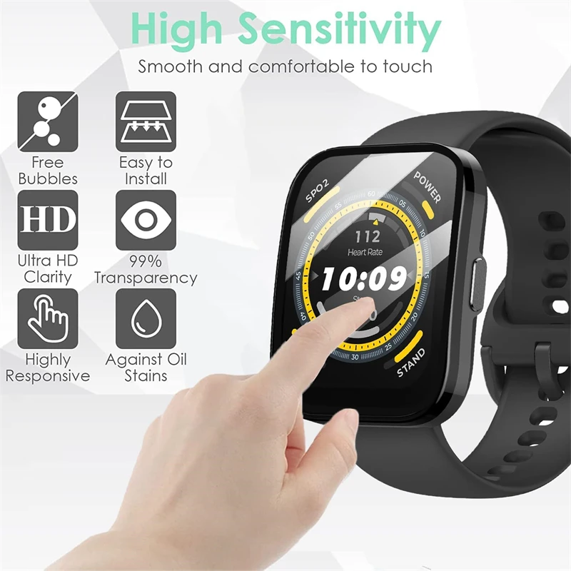 1-5Pcs Screen Protector For Amazfit Bip 3 Bip3 Pro Full Curved Films Protective Cover Film For Amazfit Bip 5 Watch Accessories