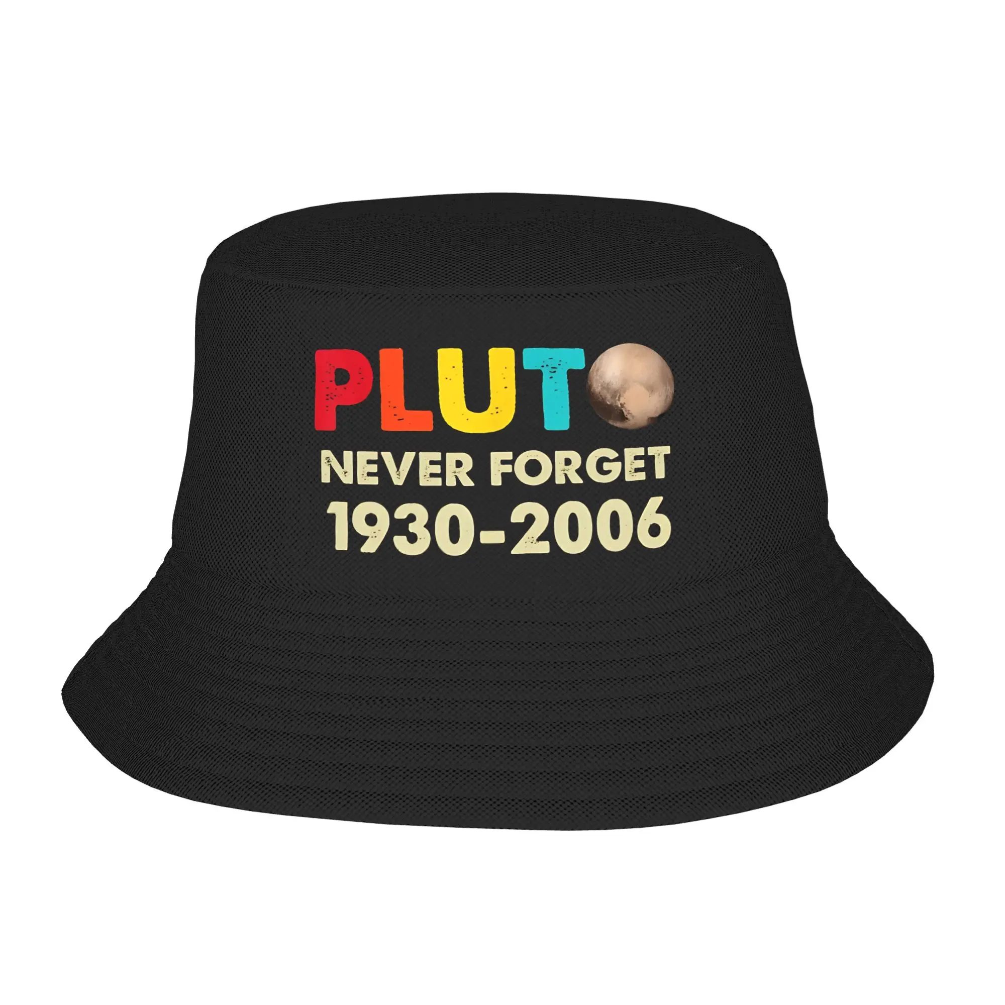 Pluto Never Forget 1930 - 2006 20th anniversary  Bucket Hats for Women Men Summer Vocation  Bob Hat for Outdoor Caps