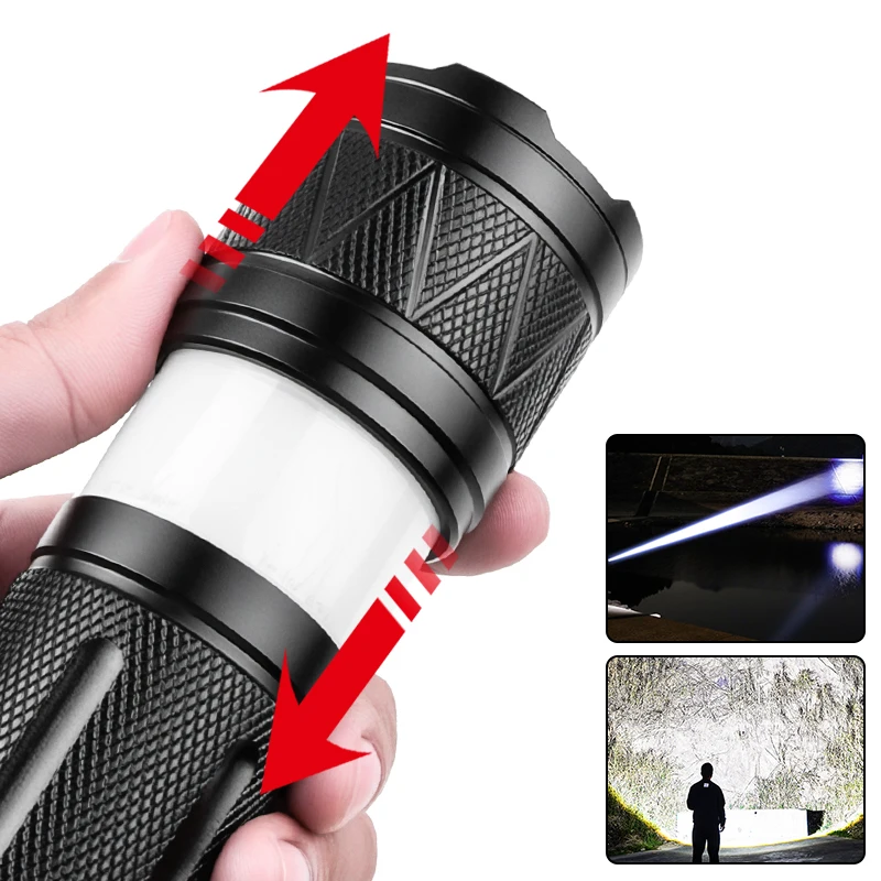 The latest white laser long-range sky-penetrating cannon flashlight with hook and zoomable outdoor strong light camping light