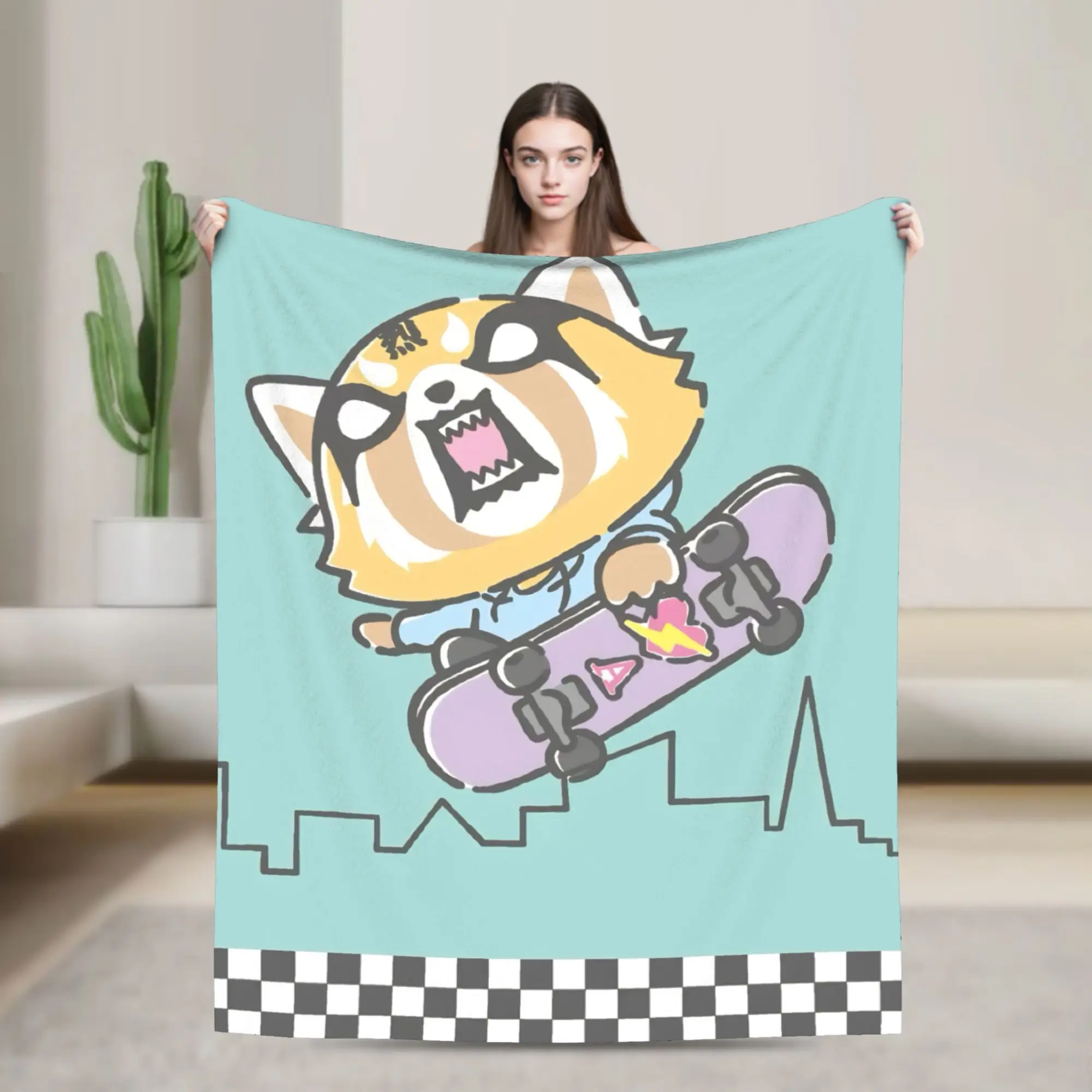 Aggretsuko Rage Blankets Fleece Summer Air Conditioning Retsuko Anime Breathable Warm Throw Blanket for Sofa Outdoor Rug Piece