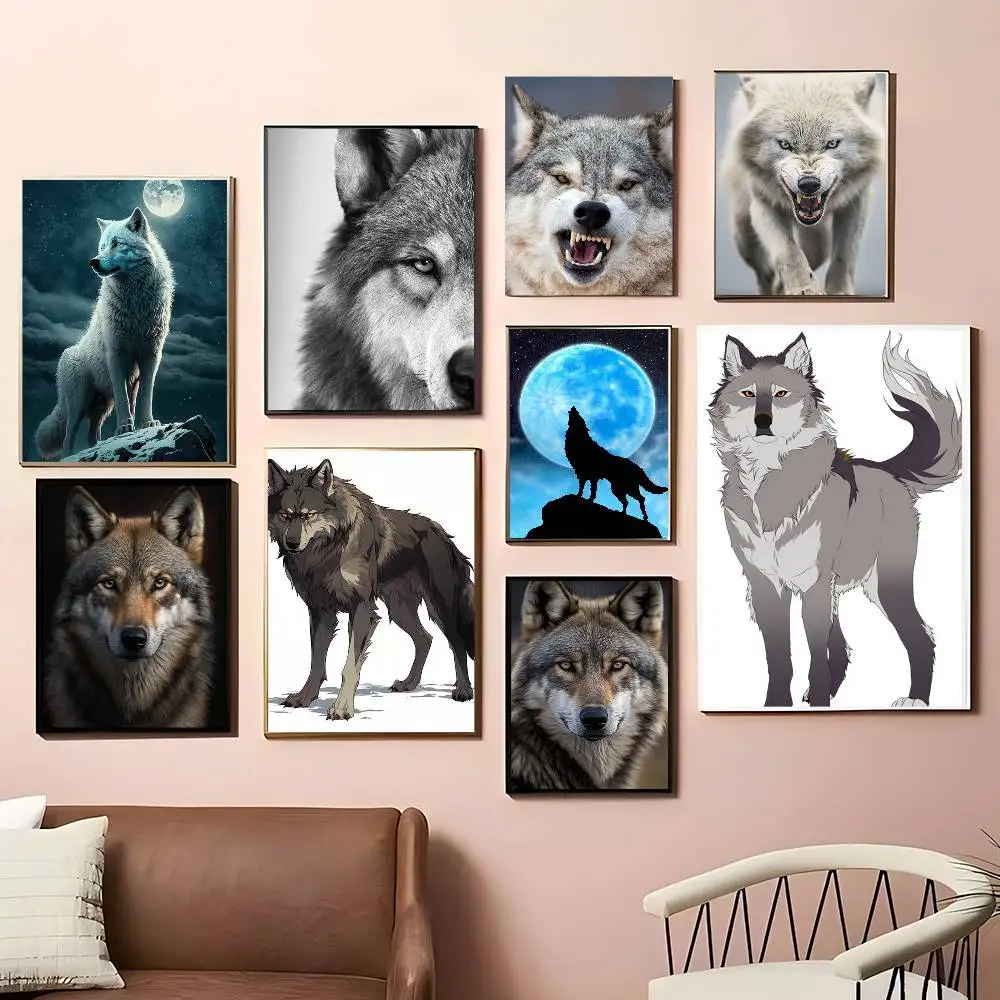 Wolf Posters Living Room Bar Cafe Quality Canvas Vintage Style Comics Painting Art Home Wall Decor Picture