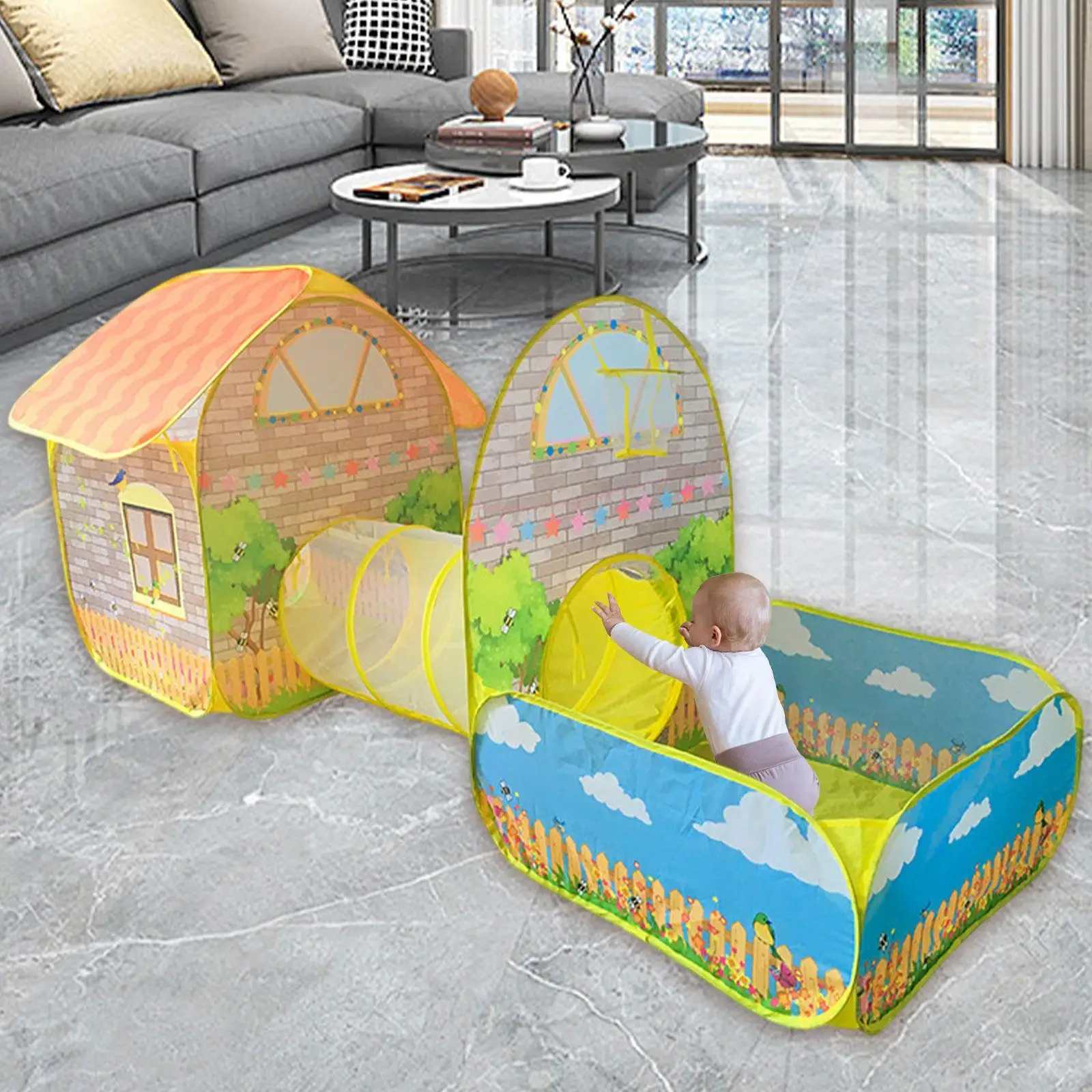 Play Tent for Kids Portable 3 in 1 Play Tent Set Playhouse Tent Indoor Outdoor Play for Backyard Picnics Party Yard Children