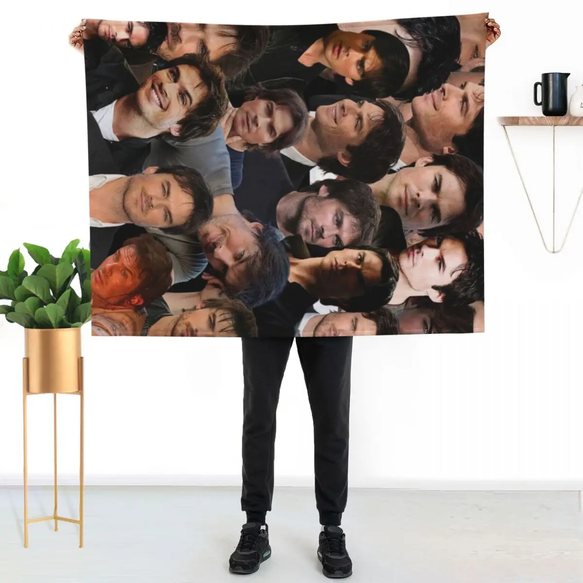 

ian somerhalder photo collage Throw Blanket Warm Flannel Blanket for Couch Chair Bedroom