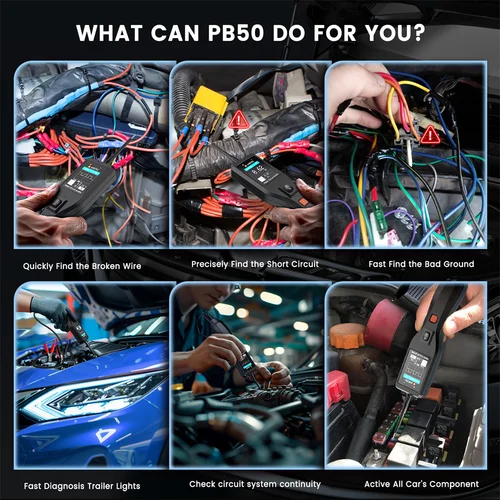 Imagen 2 del producto Probador de circuito automotriz, Kit de sonda de circuito de potencia de voltaje Digital ANCEL PB50 con herramienta de diagnóstico eléctrico de buscador corto