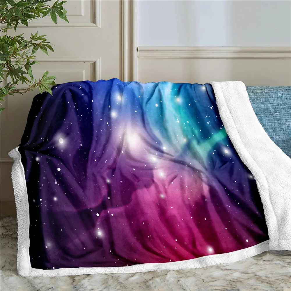 

Universe 3D Printing Plush Fleece Blanket Adult Fashion Quilts Home Office Washable Duvet Casual Kids Girls Sherpa Blanket