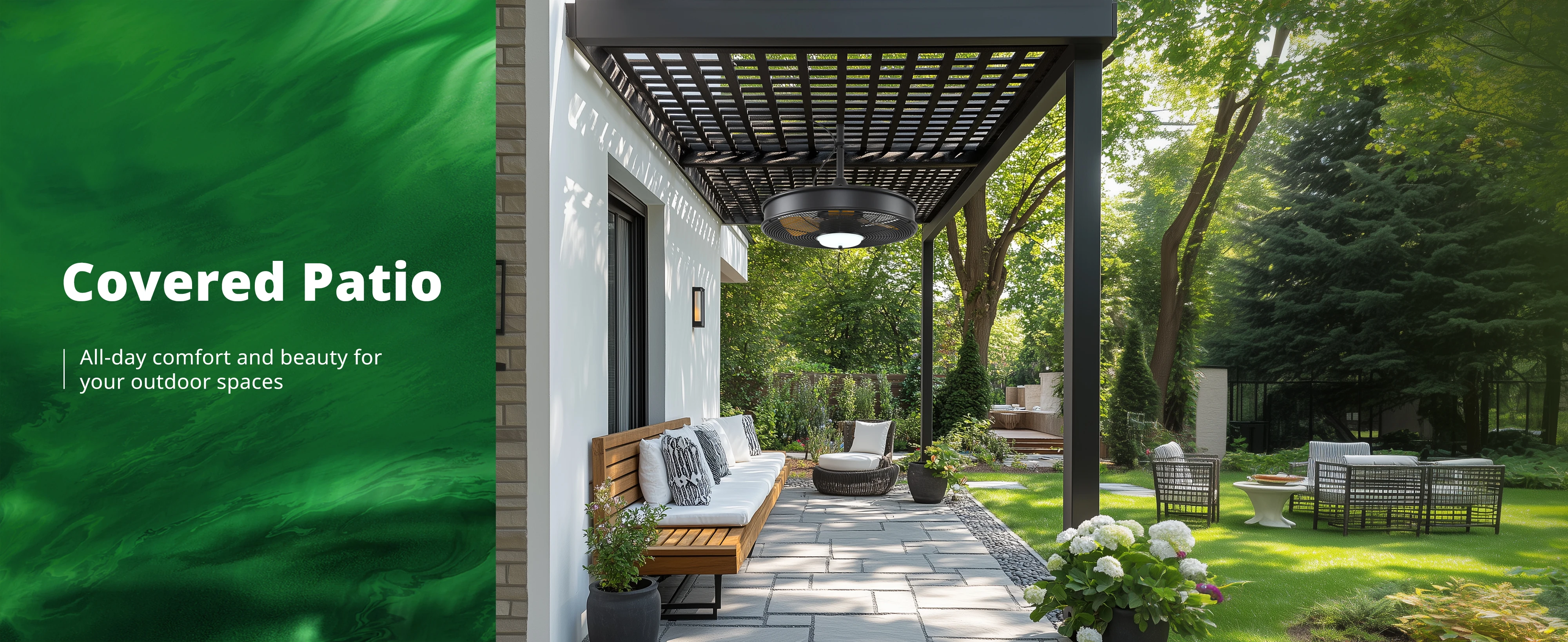 Orison 22'' Outdoor Ceiling Fans with Lights, Wet Rated Gazebo Fan with Remote, Plug in Hanging Fan for Patio Waterproof, App Controll