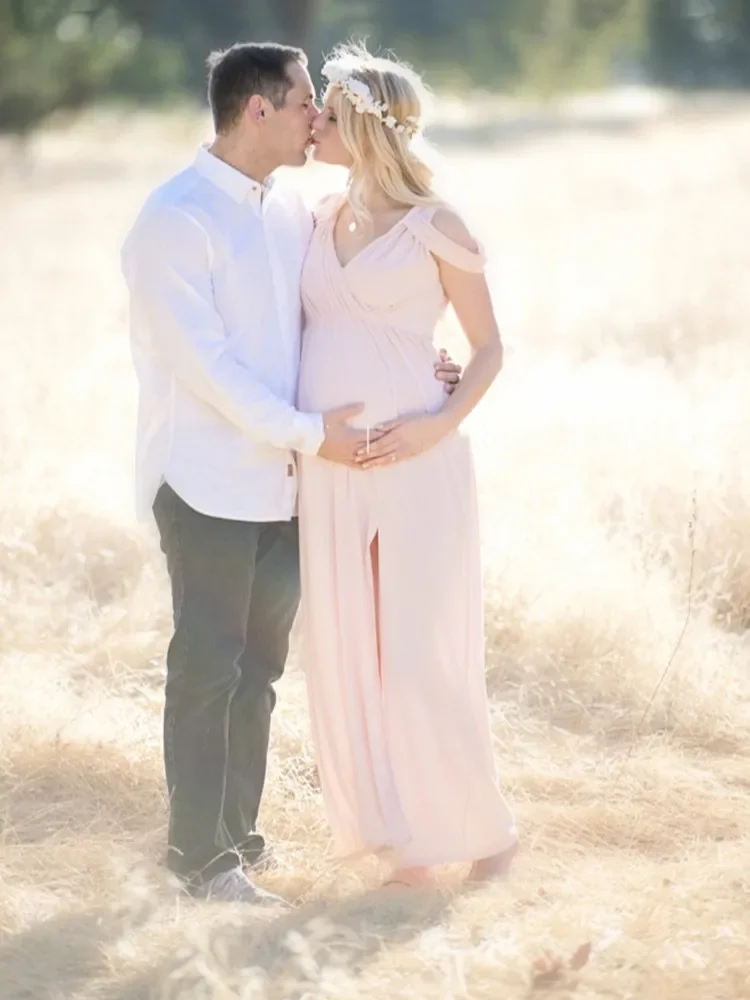 Sexy moederschap fotografie rekwisieten lange jurk voor zwangere vrouwen fotoshoot split front zwangerschap jurken babyborrels maxi-jurk